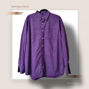 🌿Members Mark Purple Cotton Poplan Shirt Mens size XL-Nice!